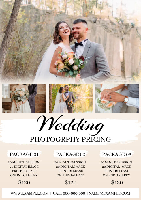 Price List Professional Wedding Photographer Cost Canva Wedding