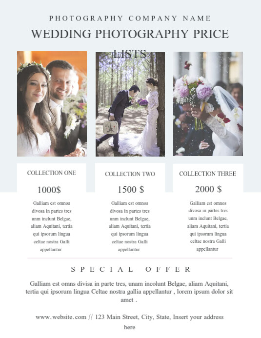 wedding photography price list flyer template PosterMyWall