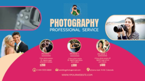 wedding phtography service poster template Coverfoto til YouTube-kanal