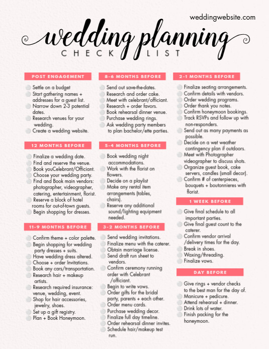 Copy of Wedding Planning Checklist Template PosterMyWall