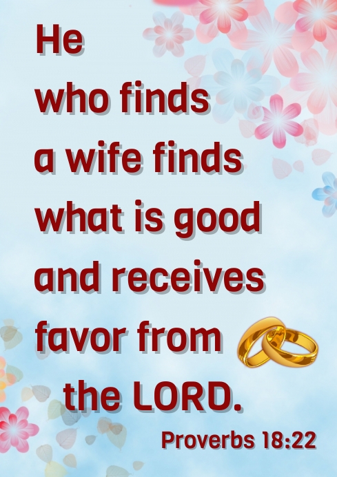 Wedding poster Proverbs 18:22 A4 template