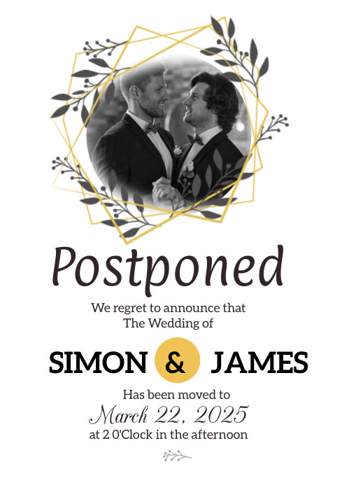 Postpone Event Example Wedding Postponed Ads Template | PosterMyWall