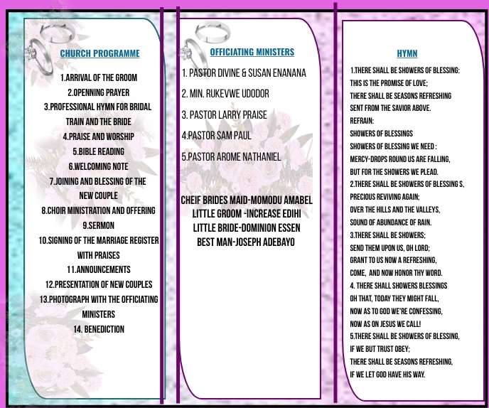 wedding program (1) Grand rectangle template