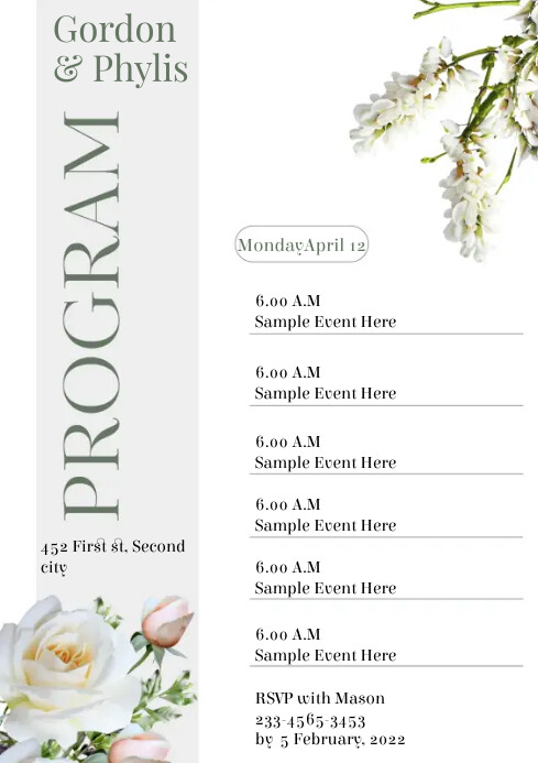 Plantilla de Programa de Bodas de La | PosterMyWall