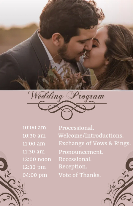 Wedding program design template | Beachweddingtips.com