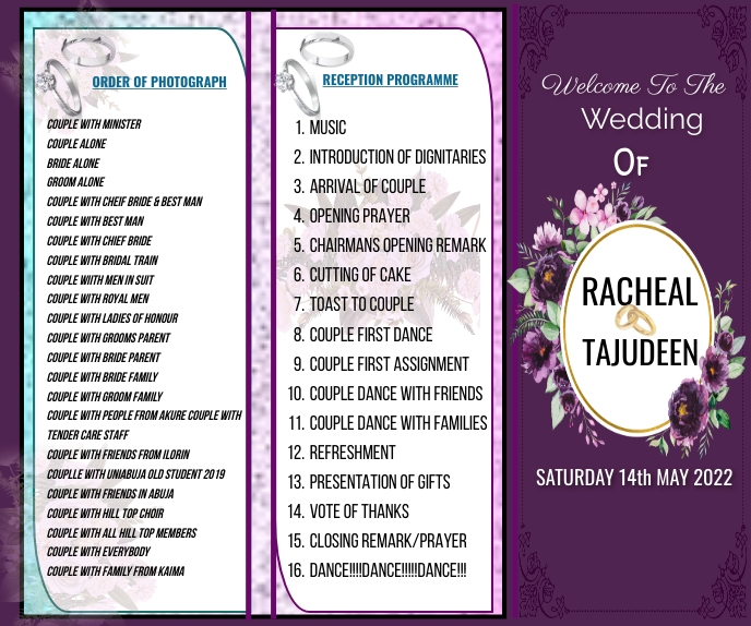 wedding program Malaking Rektangle template