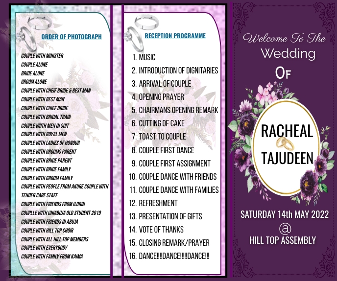 wedding program Template | PosterMyWall