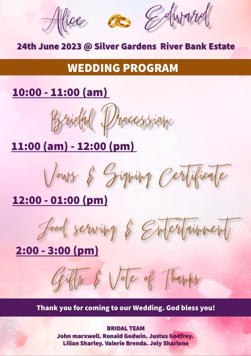 wedding program Template | PosterMyWall