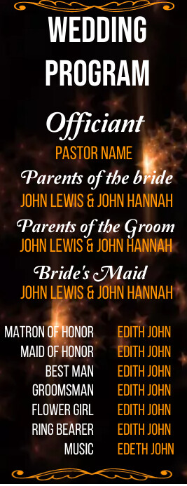 Wedding program list and guest design Template | PosterMyWall