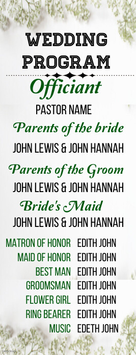 Wedding program list and guest design Template | PosterMyWall