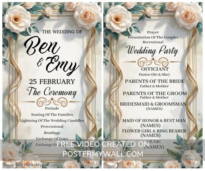 Wedding Program List Template | PosterMyWall