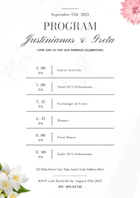 wedding program minimal event program templat A4 template