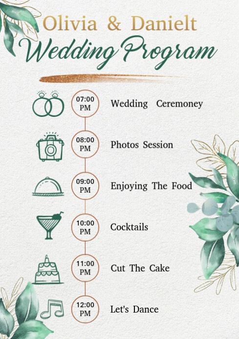 Modern Wedding Program Template Custom Wedding Programs