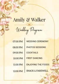 Wedding Program Template Golden A6