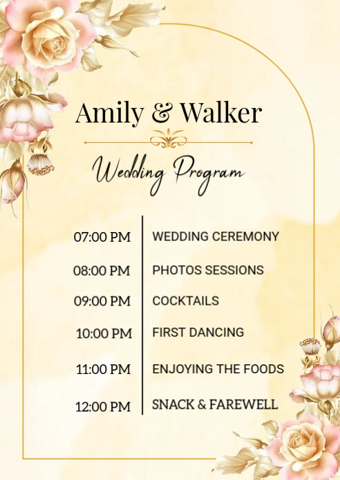 Wedding program design template | Beachweddingtips.com