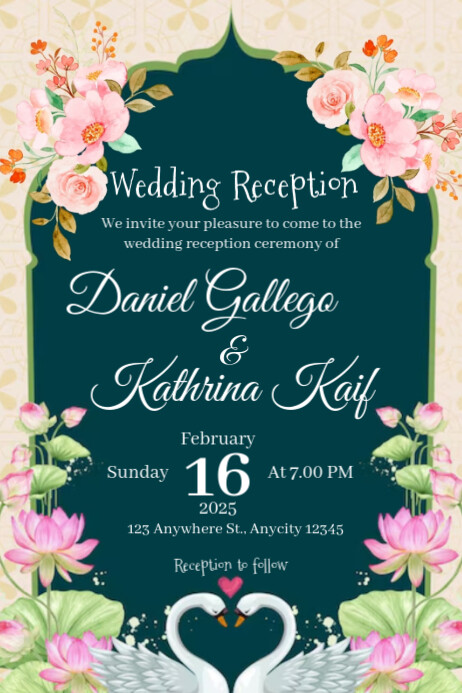 Sample Reception Poster Wedding Reception Template | PosterMyWall