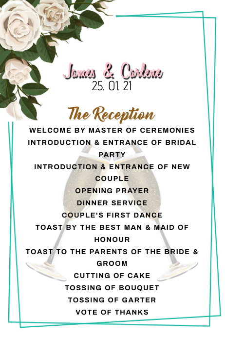 Template Wedding Order Of Reception