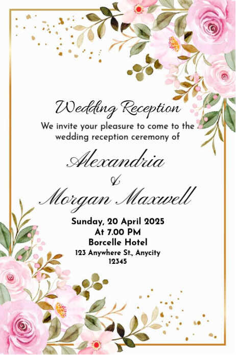 Sample Reception Poster Wedding Reception Template | PosterMyWall