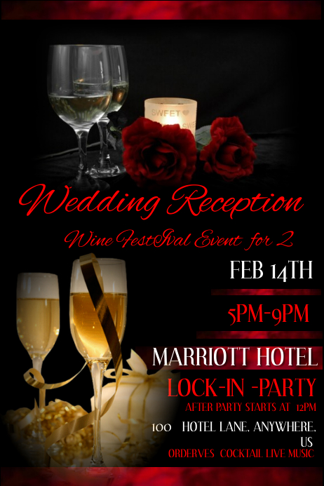 Sample Reception Poster Wedding Reception Event Template | PosterMyWall