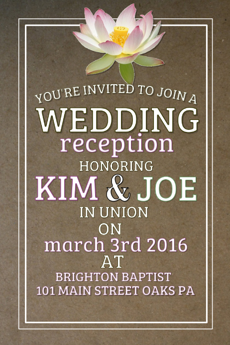 Sample Reception Poster Wedding Reception Template | PosterMyWall