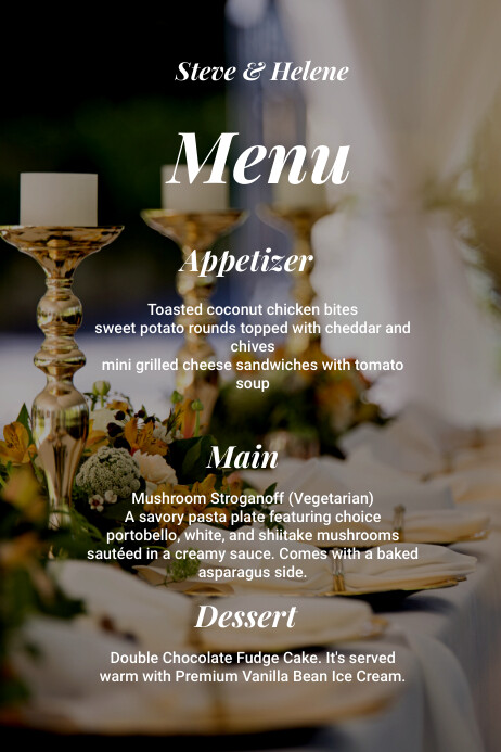 Wedding Reception Menu Template | PosterMyWall