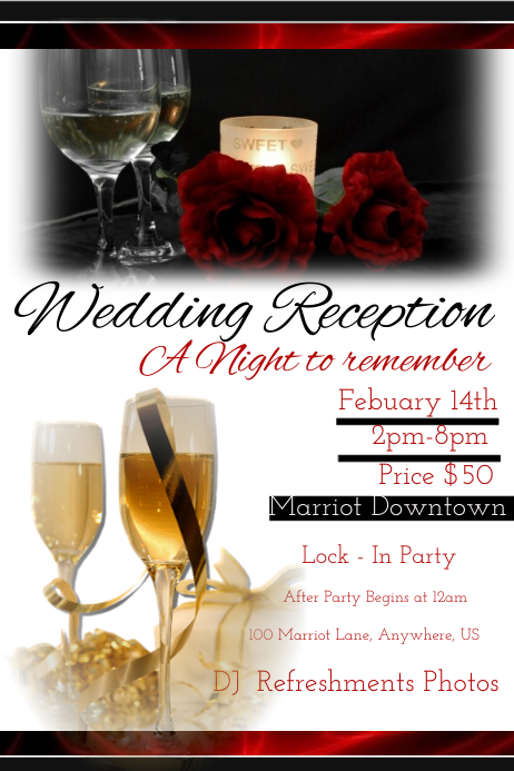 Sample Reception Poster Wedding reception Template | PosterMyWall