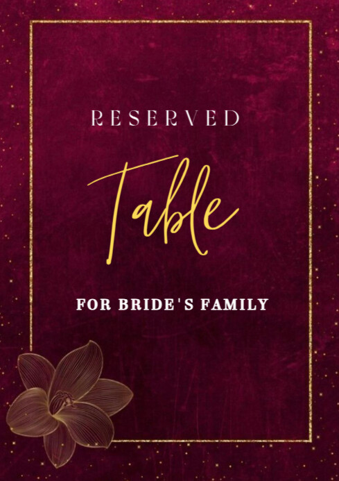 Wedding Reserved Table template | PosterMyWall