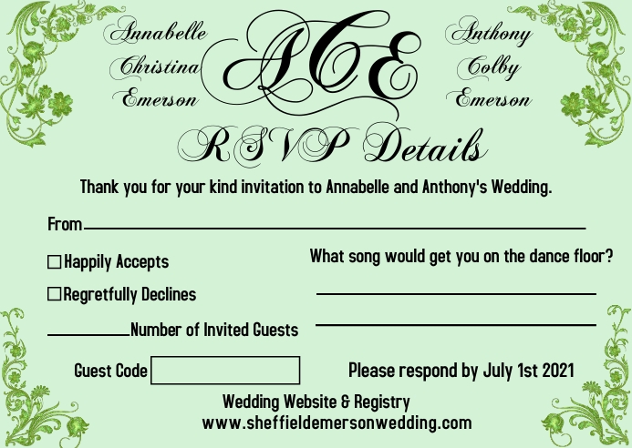 Wedding Rsvp Form Example Wedding RSVP Details Card Template | PosterMyWall