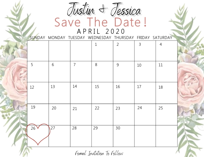 Wedding Save The Date Calendar Template | PosterMyWall Wedding Save The Date Calendar Template | PosterMyWall