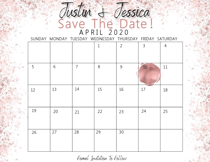 Wedding Save The Date Calendar Template | PosterMyWall