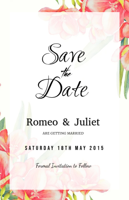 Wedding Save The Date Half Page Wide template
