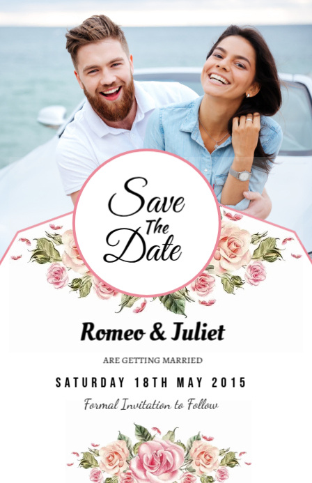 Wedding Save The Date Half Page Wide template