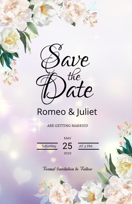 Wedding Save The Date Half Page Wide template