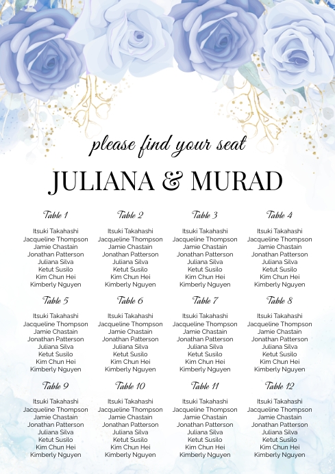 Wedding Seating Chart Template PosterMyWall