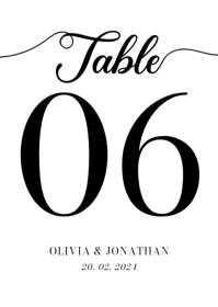 Wedding Table number Template A6