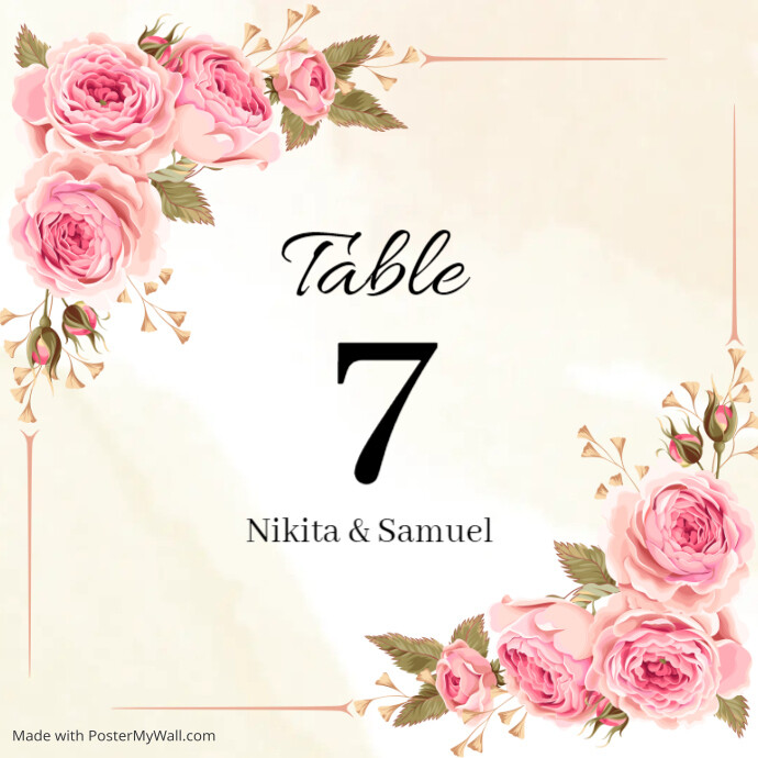Wedding Table Number Template PosterMyWall