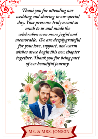 Wedding Thank You Card A5 template