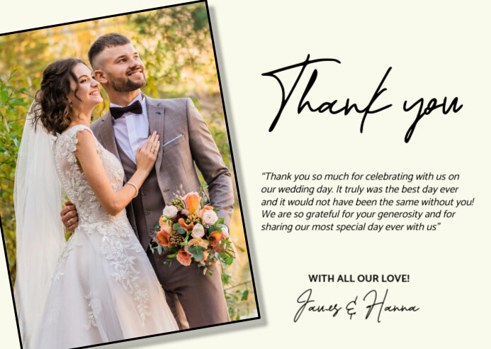 Image 2 for Template For Wedding Thank You Cards