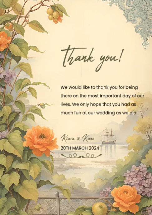 Wedding thank you card Template | PosterMyWall