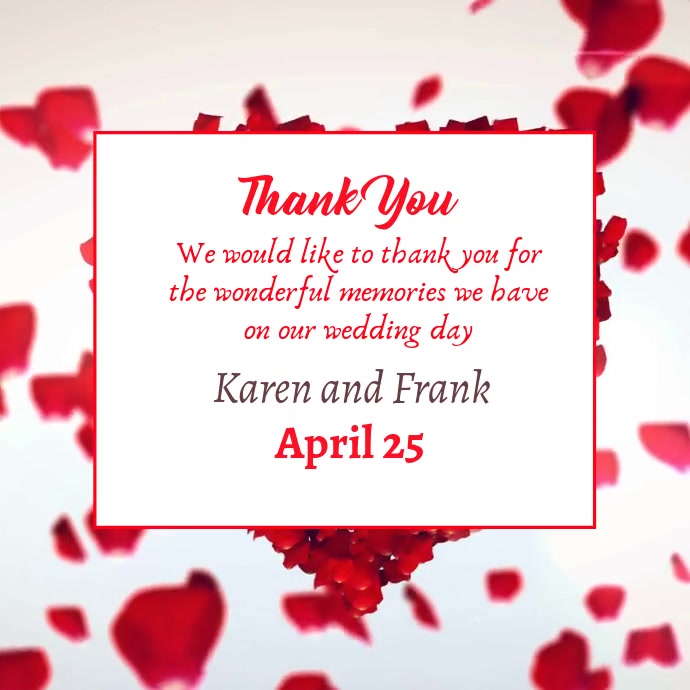 Wedding Thank you card for instagram Wpis na Instagrama template