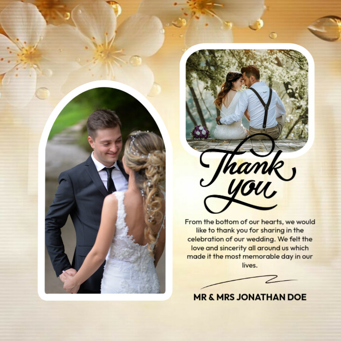 Wedding Thank You card poster template design | PosterMyWall