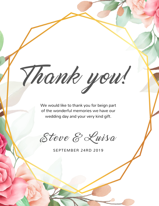 Free Printable Wedding Thank You Card Template