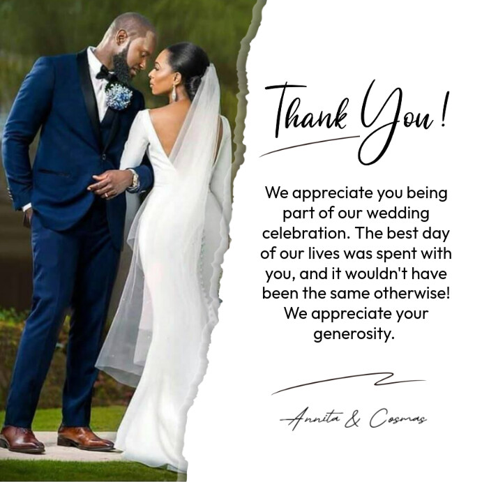Copy of Wedding Thank You card template design | PosterMyWall