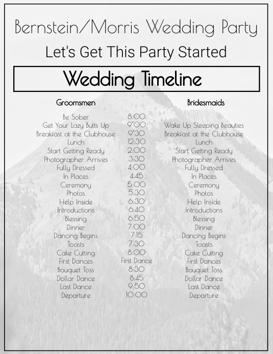 Plantilla de Wedding Timeline | PosterMyWall