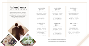 Wedding Venue and Photography Price List Facebook Shared Image template