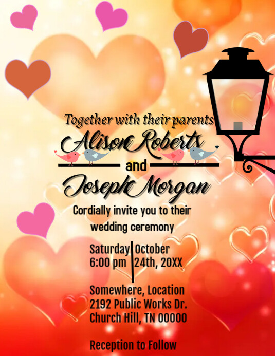 Wedding Vintage Invitation Flyer (US Letter) template