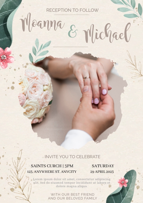 Wedding with picture Invitation Template A4