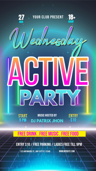 Wednesday active party Instagram Story template