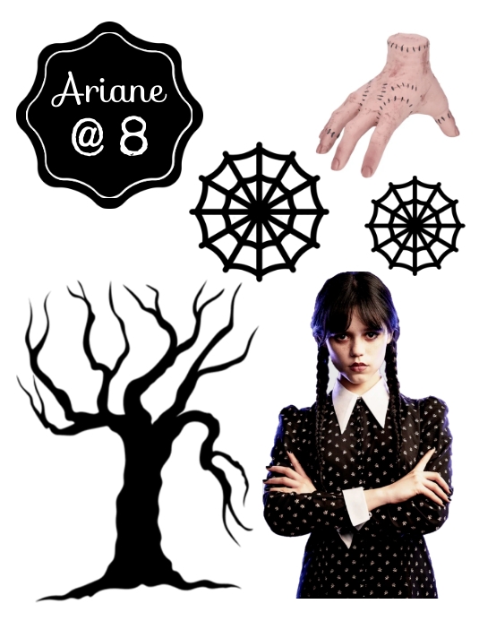 Wednesday Addams Cake Toppers Pamflet (Letter AS) template