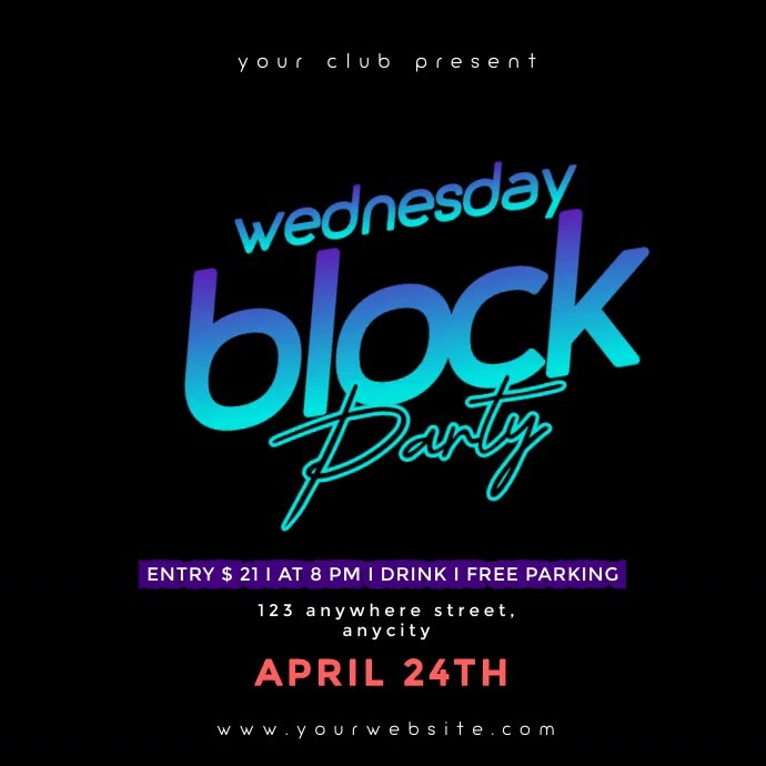 Wednesday Block Party Template | PosterMyWall